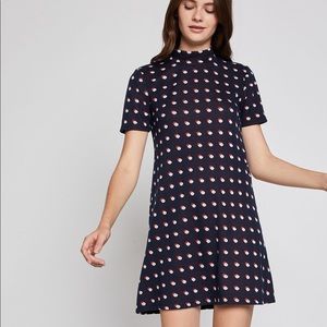BCBG Polka Dot Turtle Neck A-Line Dress